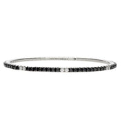 DEMEGLIO 18K White Gold Black and White Diamond Stretch Tennis Bracelet